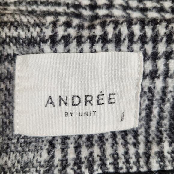 Andree by Unit Gray Plaid Double Breasted Coat Jacket Size Large Classic Chic - Picture 7 of 8